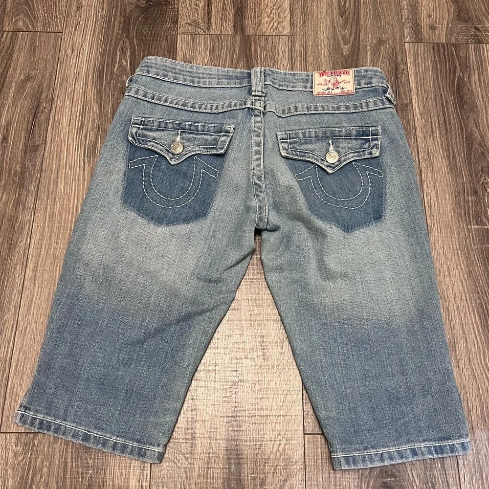 True Religion Shorts Women 28 Blue Denim Julie Bermuda Knee Length USA - Picture 1 of 7